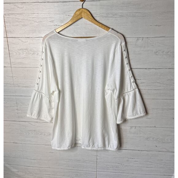 J Jill Tunic Top Womens Size XL Petite White Bohemian Fabric Button Detail - Picture 9 of 16